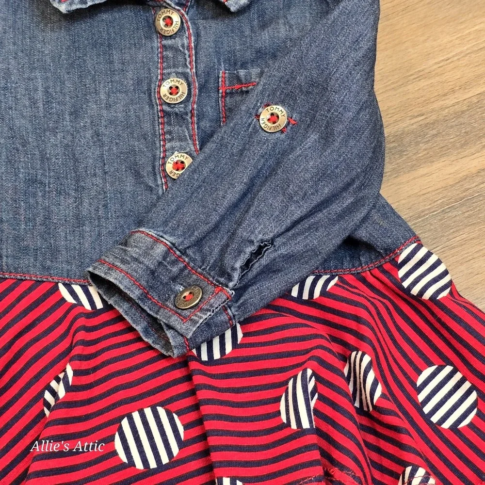 Tommy Hilfiger Baby Girls LS‎ Top Capri Pants Set Outfit Red White Blue 0-3 Mo